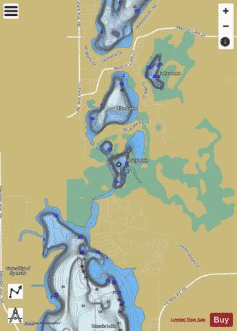Little Lincoln & Frant Lakes depth contour Map - i-Boating App