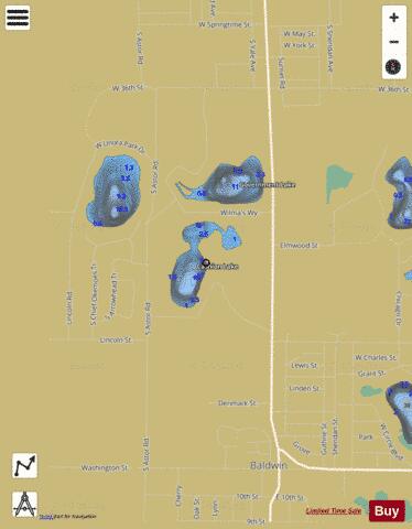 Cashion Lake depth contour Map - i-Boating App