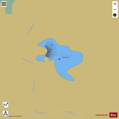 Rice Pond depth contour Map - i-Boating App