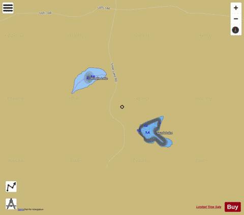 Kindle Lake + Spark Lake depth contour Map - i-Boating App