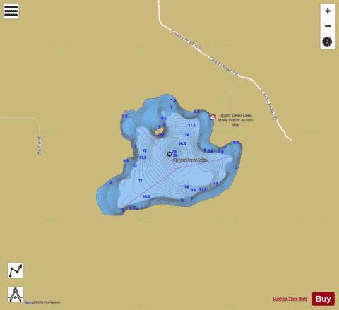 Upper Dean Lake depth contour Map - i-Boating App
