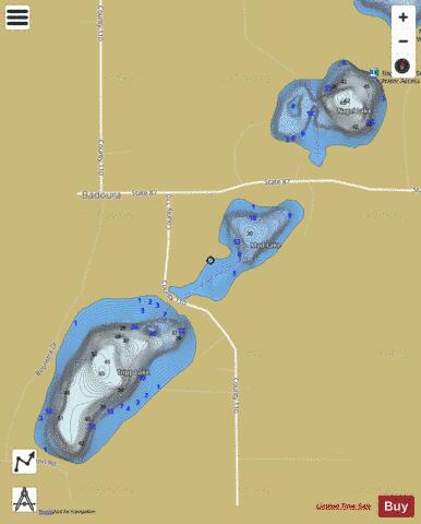 Mud Lake + Nagel Lake + Tripp Lake depth contour Map - i-Boating App