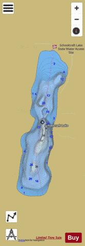 Schoolcraft Lake depth contour Map - i-Boating App