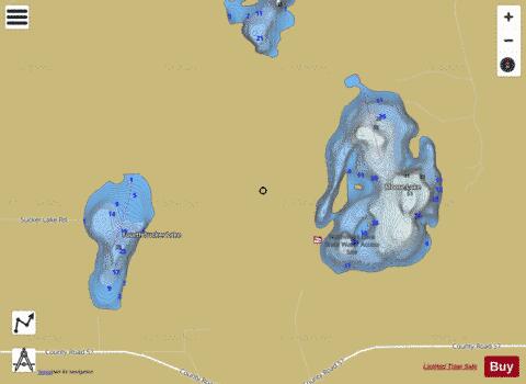 Fourth Sucker Lake + Moose Lake depth contour Map - i-Boating App