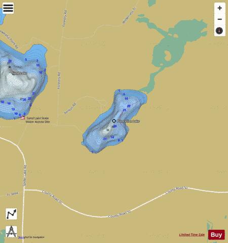 Plantation Lake depth contour Map - i-Boating App