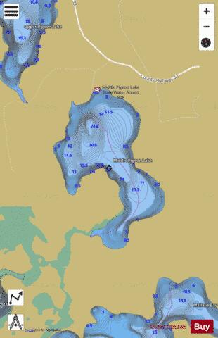 Middle Pigeon Lake depth contour Map - i-Boating App