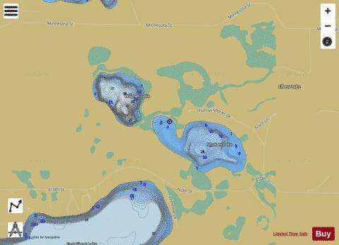 Shallow Lake + Wagner Lake depth contour Map - i-Boating App