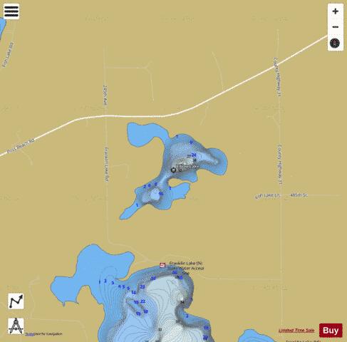 Elbow Lake depth contour Map - i-Boating App
