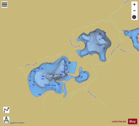 Alden Lake + Little Alden Lake depth contour Map - i-Boating App