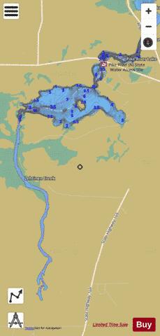 Pike River Flowage + Pike River Lake + depth contour Map - i-Boating App