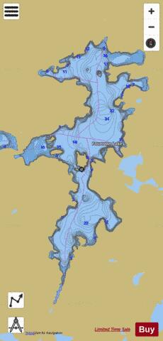 Lake Fourtown depth contour Map - i-Boating App