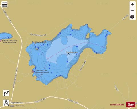 Lake Pine depth contour Map - i-Boating App
