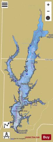 Thomas Hill Reservoir depth contour Map - i-Boating App