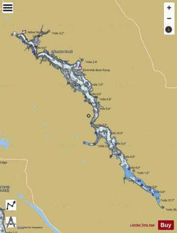 Hungry Horse Reservoir depth contour Map - i-Boating App