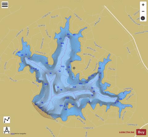 Auman Lake depth contour Map - i-Boating App
