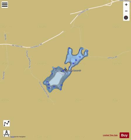 Dunham Reservoir depth contour Map - i-Boating App