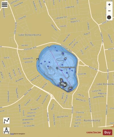 Lake Ronkonkoma depth contour Map - i-Boating App