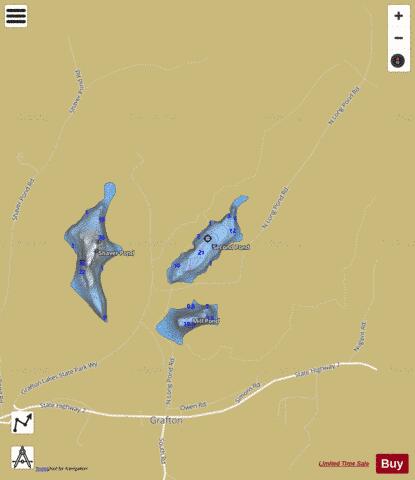Second Pond depth contour Map - i-Boating App