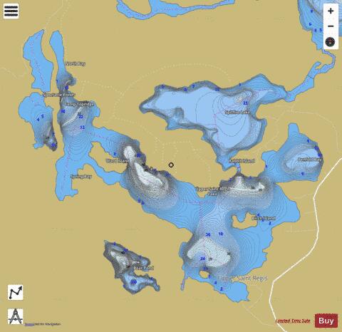 Upper St  Regis Lake depth contour Map - i-Boating App