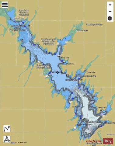 Fort Cobb Reservoir depth contour Map - i-Boating App