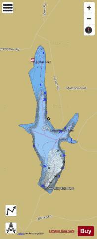Justus Lake/ Two Mile Run Reservoir depth contour Map - i-Boating App