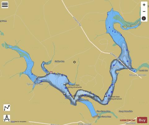 Octoraro Lake depth contour Map - i-Boating App
