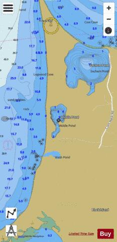 Middle Pond depth contour Map - i-Boating App