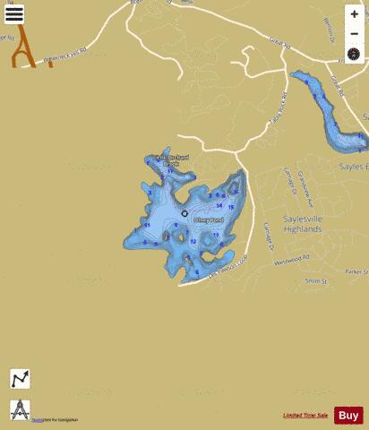 Olney Pond Providence depth contour Map - i-Boating App