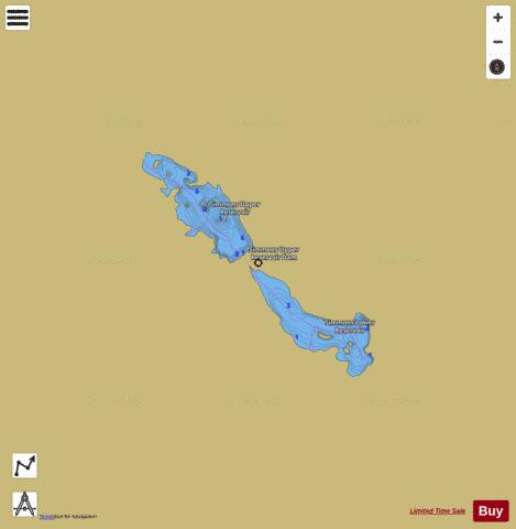 Simmons Lower Reservoir depth contour Map - i-Boating App
