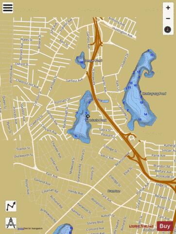 Spectacle Pond Providence depth contour Map - i-Boating App