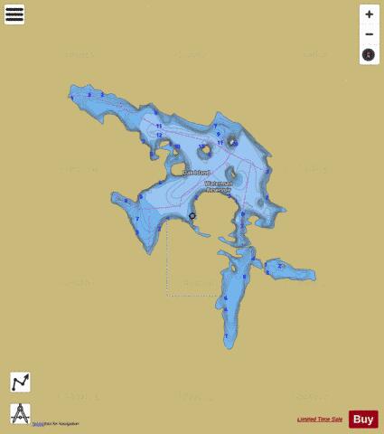 Waterman Reservoir depth contour Map - i-Boating App