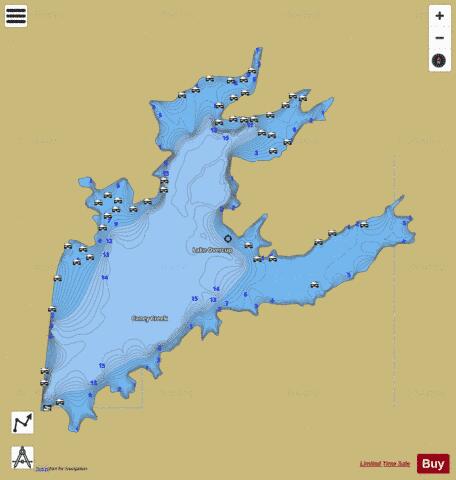 Overcup Lake depth contour Map - i-Boating App