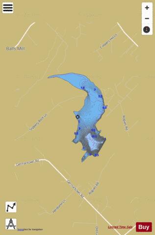 Germantown Lake / Licking Run depth contour Map - i-Boating App