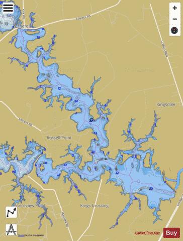 Western Branch Reservoir depth contour Map - i-Boating App