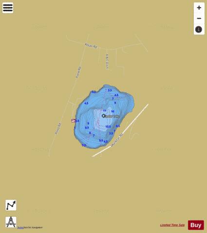 Cedar Lake Monkton depth contour Map - i-Boating App