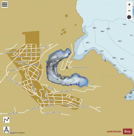 Crescent Bay Lake,  Grant County depth contour Map - i-Boating App