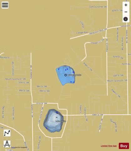 Waughop Lake,  Pierce County depth contour Map - i-Boating App
