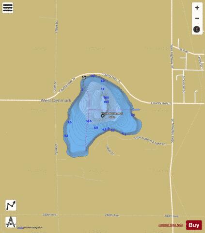 Little Butternut Lake depth contour Map - i-Boating App