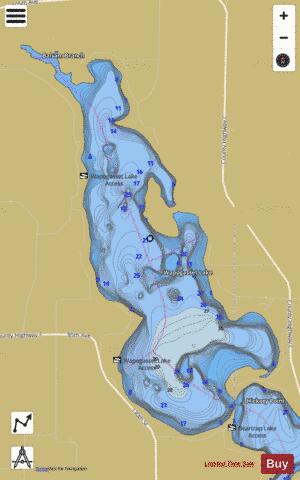 Wapogasset Lake depth contour Map - i-Boating App