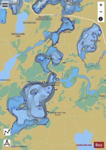 Dog Lake + Big Lake depth contour Map - i-Boating App