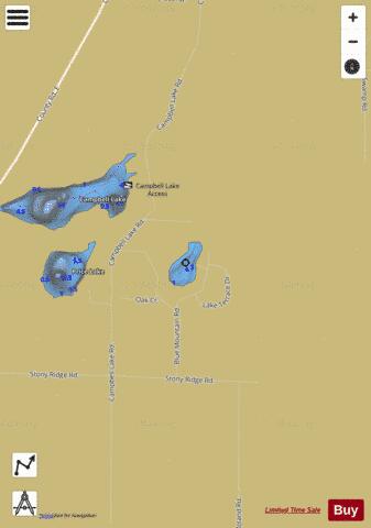 Blue Mountain Lake depth contour Map - i-Boating App