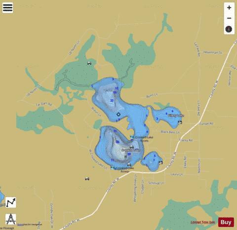 Crooked Lake F depth contour Map - i-Boating App