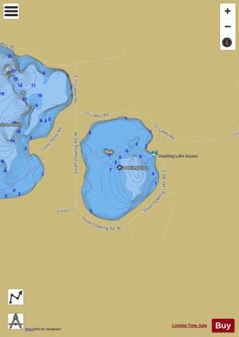 Dowling Lake depth contour Map - i-Boating App