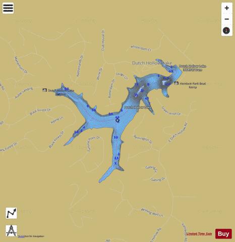 Dutch Hollow Lake depth contour Map - i-Boating App