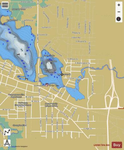 Fowler Lake depth contour Map - i-Boating App