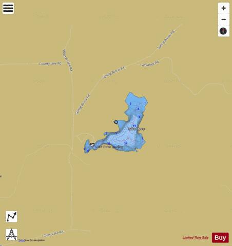 Lake Three depth contour Map - i-Boating App