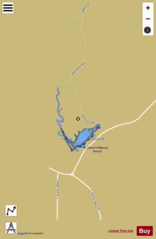Leland Millpond depth contour Map - i-Boating App