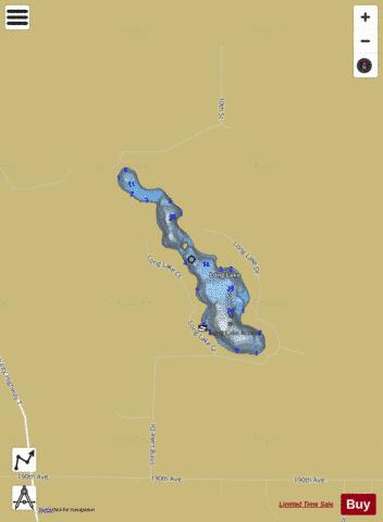 Long Lake T depth contour Map - i-Boating App