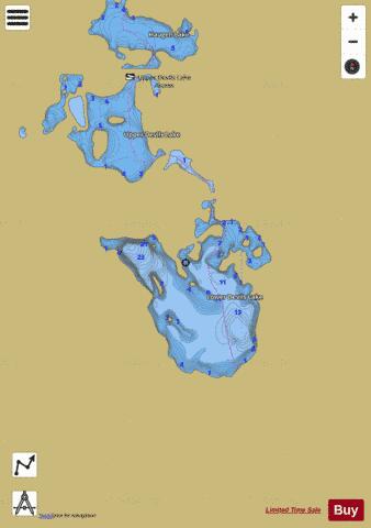 Lower Devils Lake depth contour Map - i-Boating App