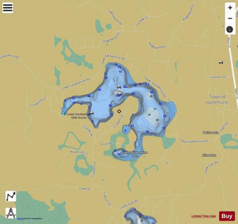 Lower Kaubashine Lake depth contour Map - i-Boating App